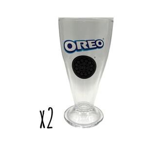 Set of 2 Oreo Cookie Branded Glass Milkshake / Ice Cream Glasses